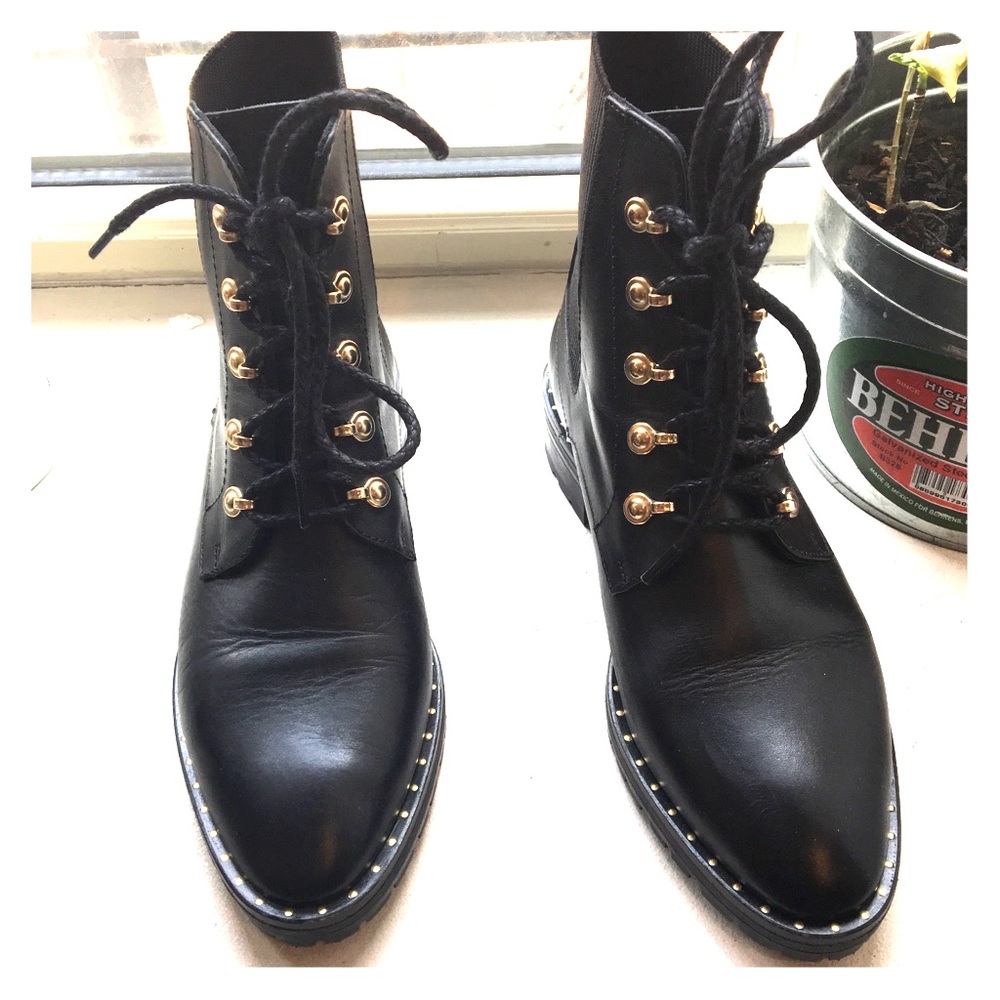 Cool Black Massimo Dutti Lace-up Boots Size 6